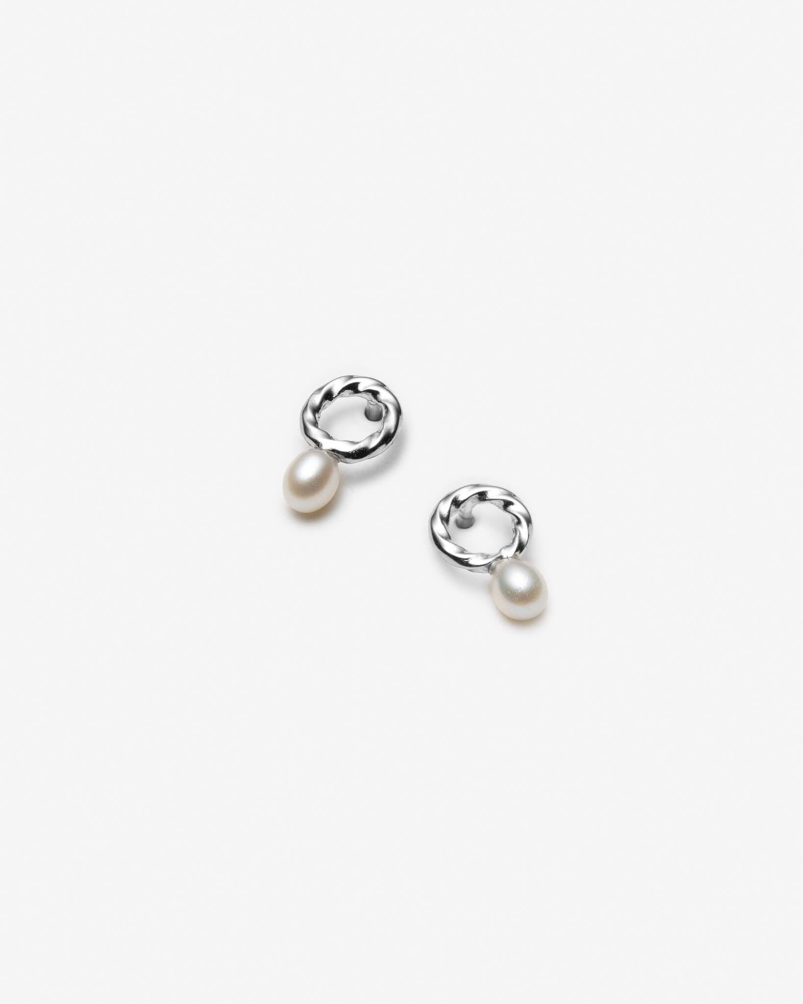 boucles d'oreilles cercles avec petites perles blanches - Lidia