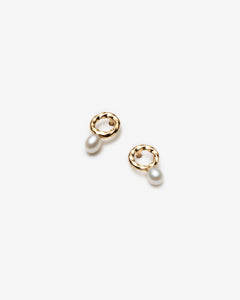 boucles d'oreilles cercles avec petites perles blanches - Lidia