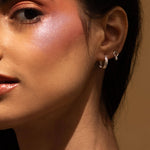 boucles d'oreilles cercles avec petites perles blanches - Lidia