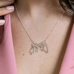 collier maman, 2 filles et papa en or - Lidia