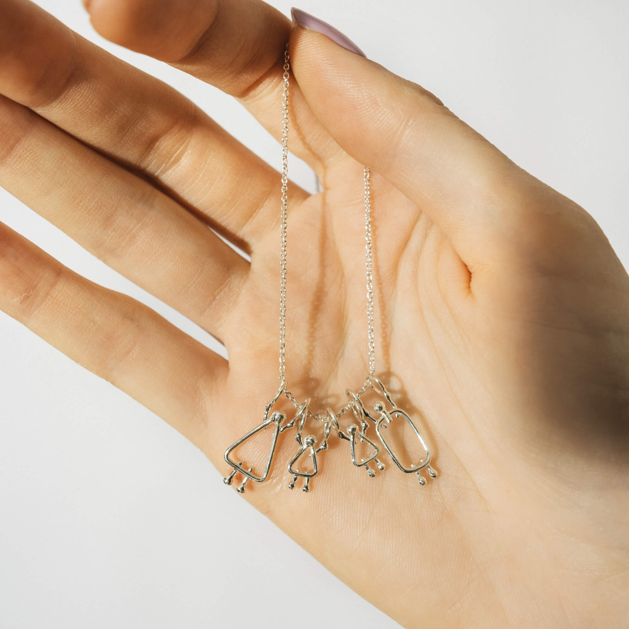 collier maman, 2 filles et papa en or - Lidia