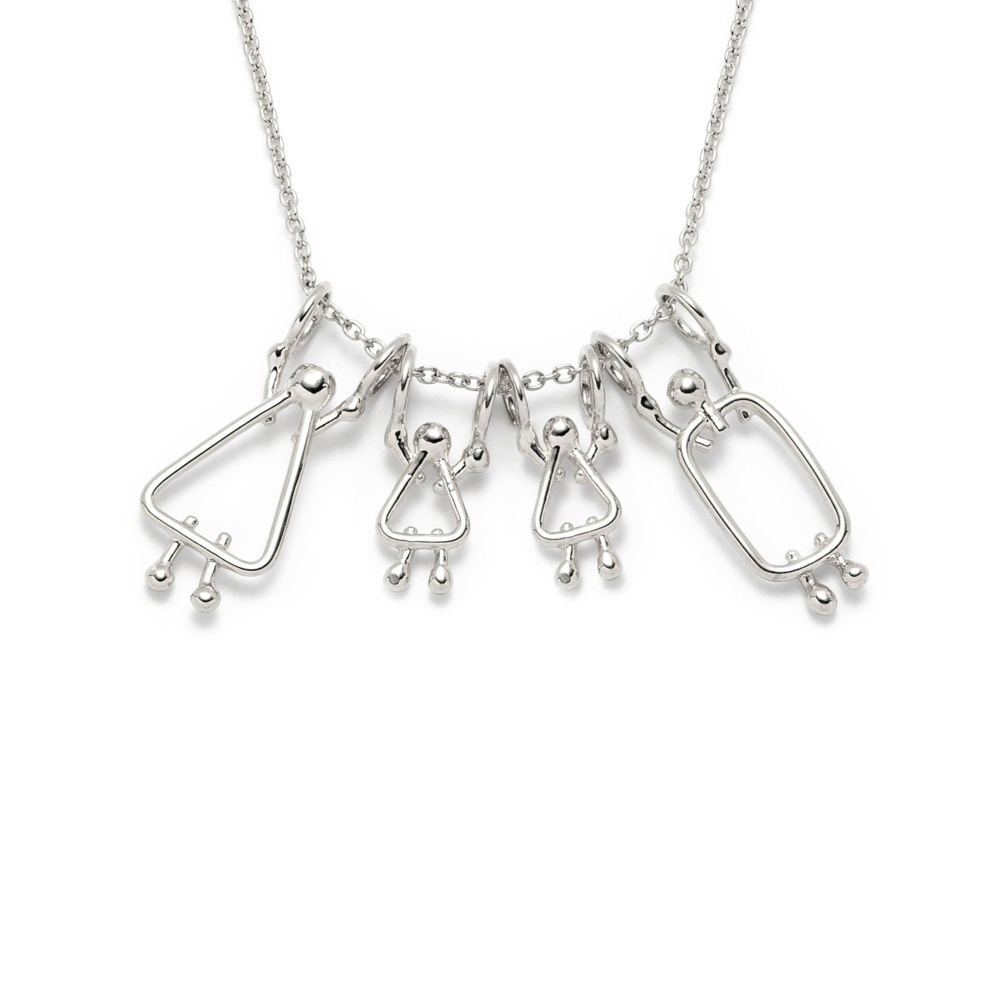collier maman, 2 filles et papa en or - Lidia