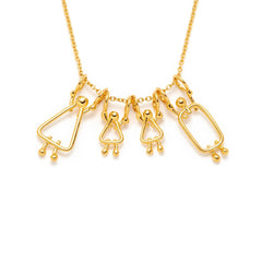 collier maman, 2 filles et papa en or - Lidia
