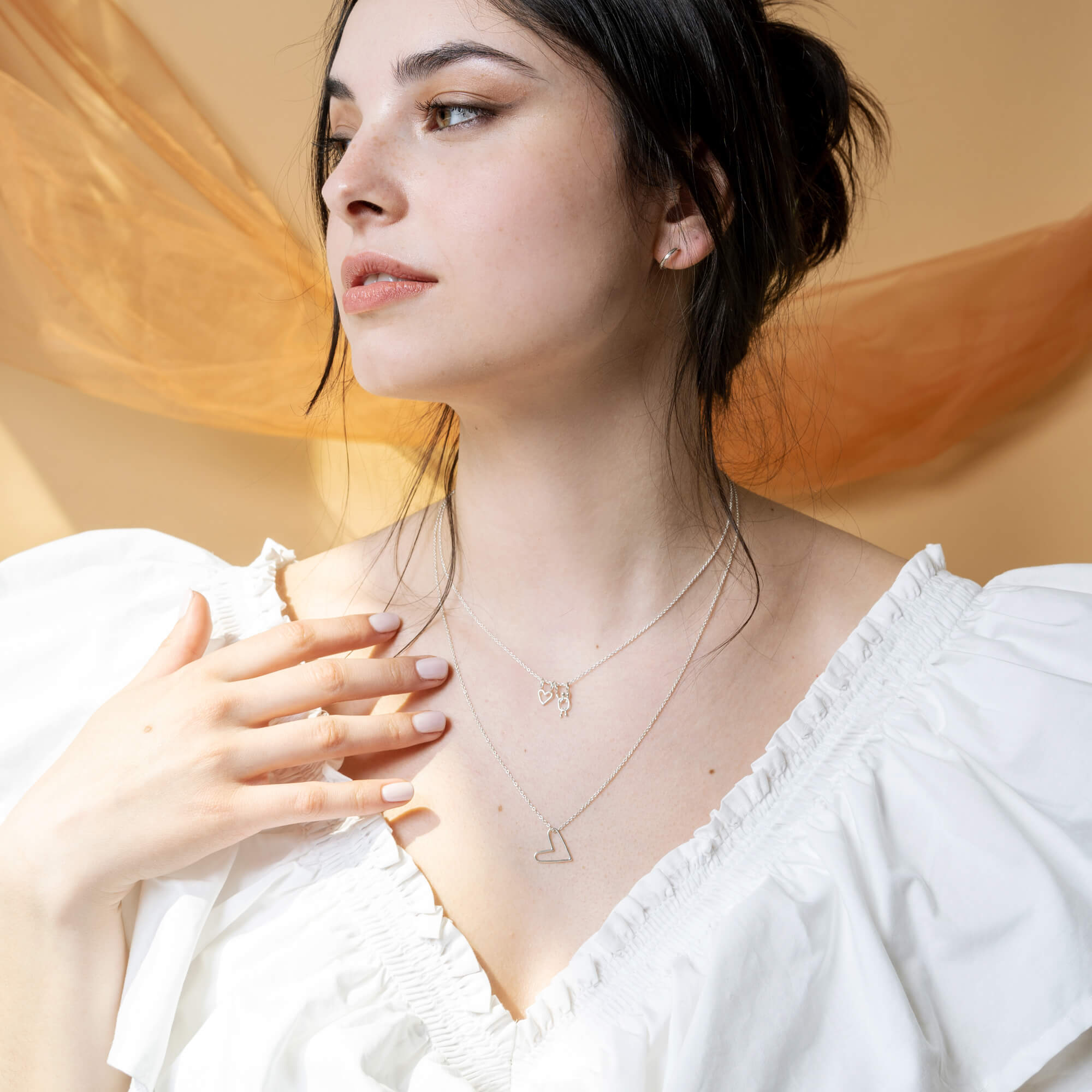 collier en argent coeur et garçon - Lidia
