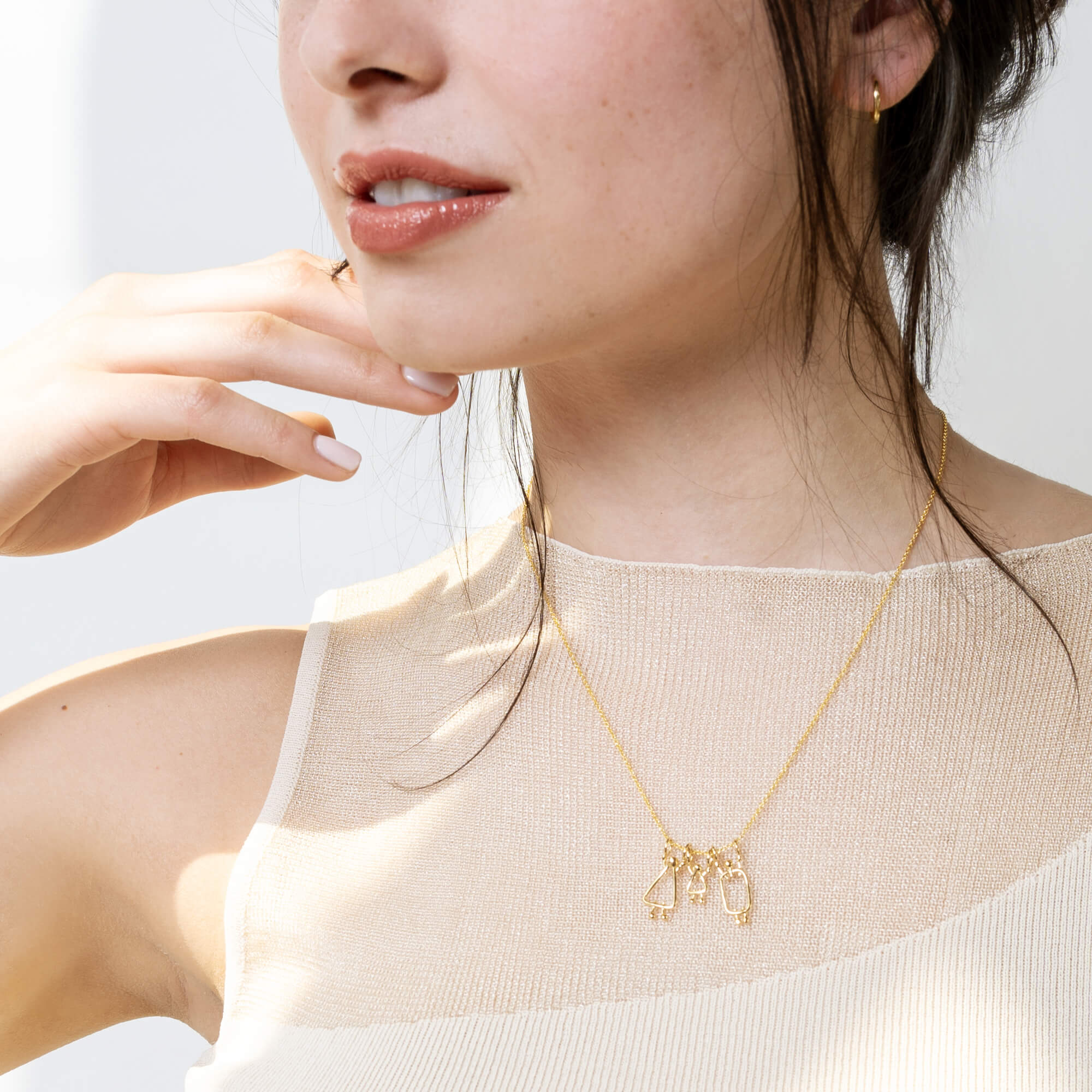 collier pour maman d'une fille en or massif 14k - Lidia