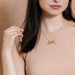 collier maman, 2 filles et papa en or - Lidia