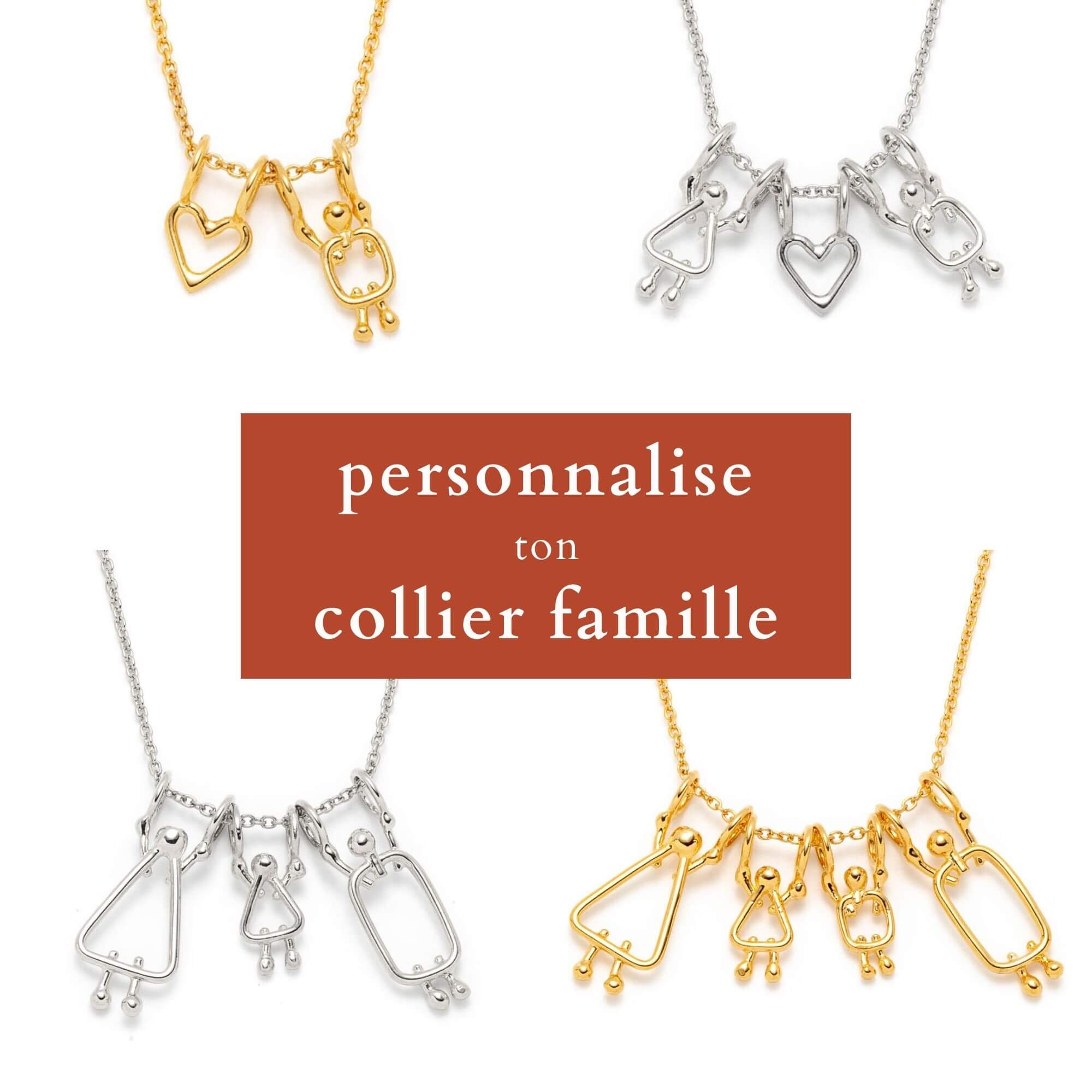 Collier famille personnalisé en or 14k - Lidia