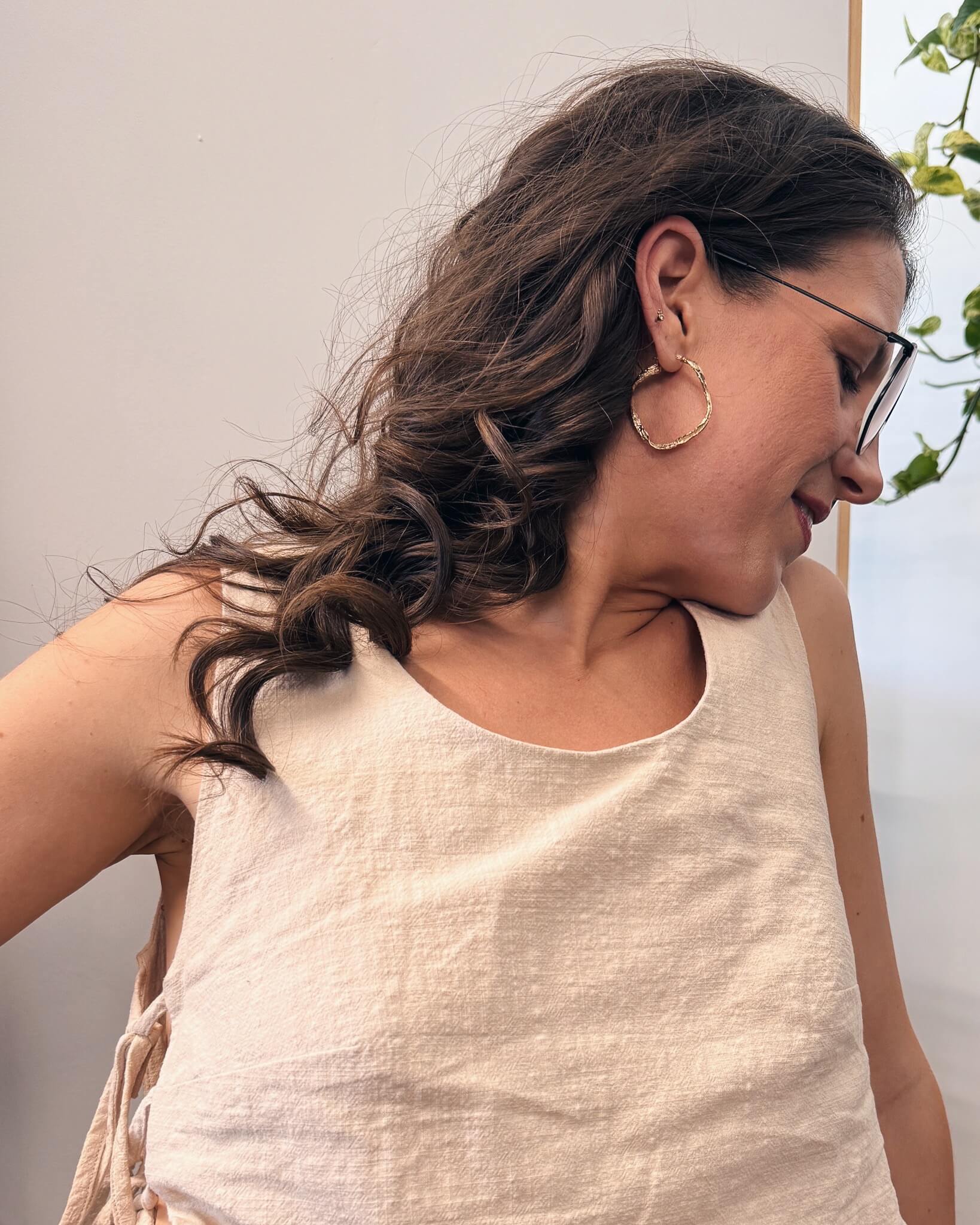 Émilie - Grands anneaux d’oreilles ondulés fait au Québec - Lidia