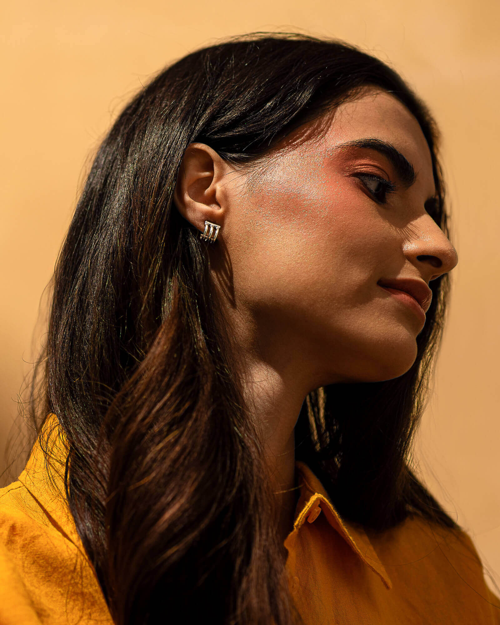boucles d'oreilles triple anneaux fabriquées au Québec par Lidia