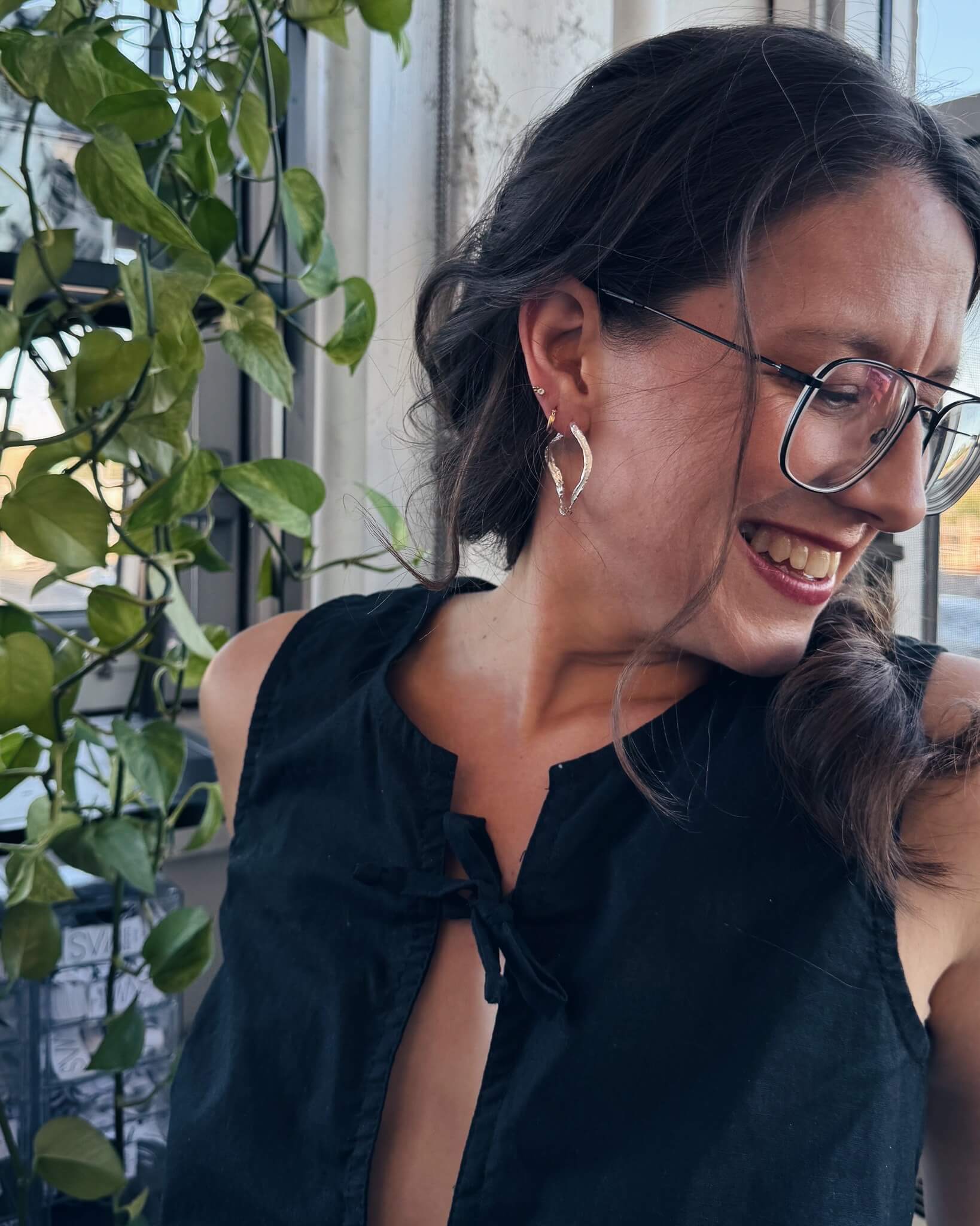 Émilie - Grands anneaux d’oreilles ondulés fait au Québec - Lidia