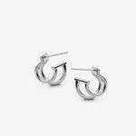 boucles d’oreilles doubles en argent sterling; une paire de boucles d’oeillles qui donne l’impression d’en porter 2