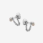boucles d’oreilles avec perles et chaines en argent sterling faites à Montréal par Lidia Jewelry