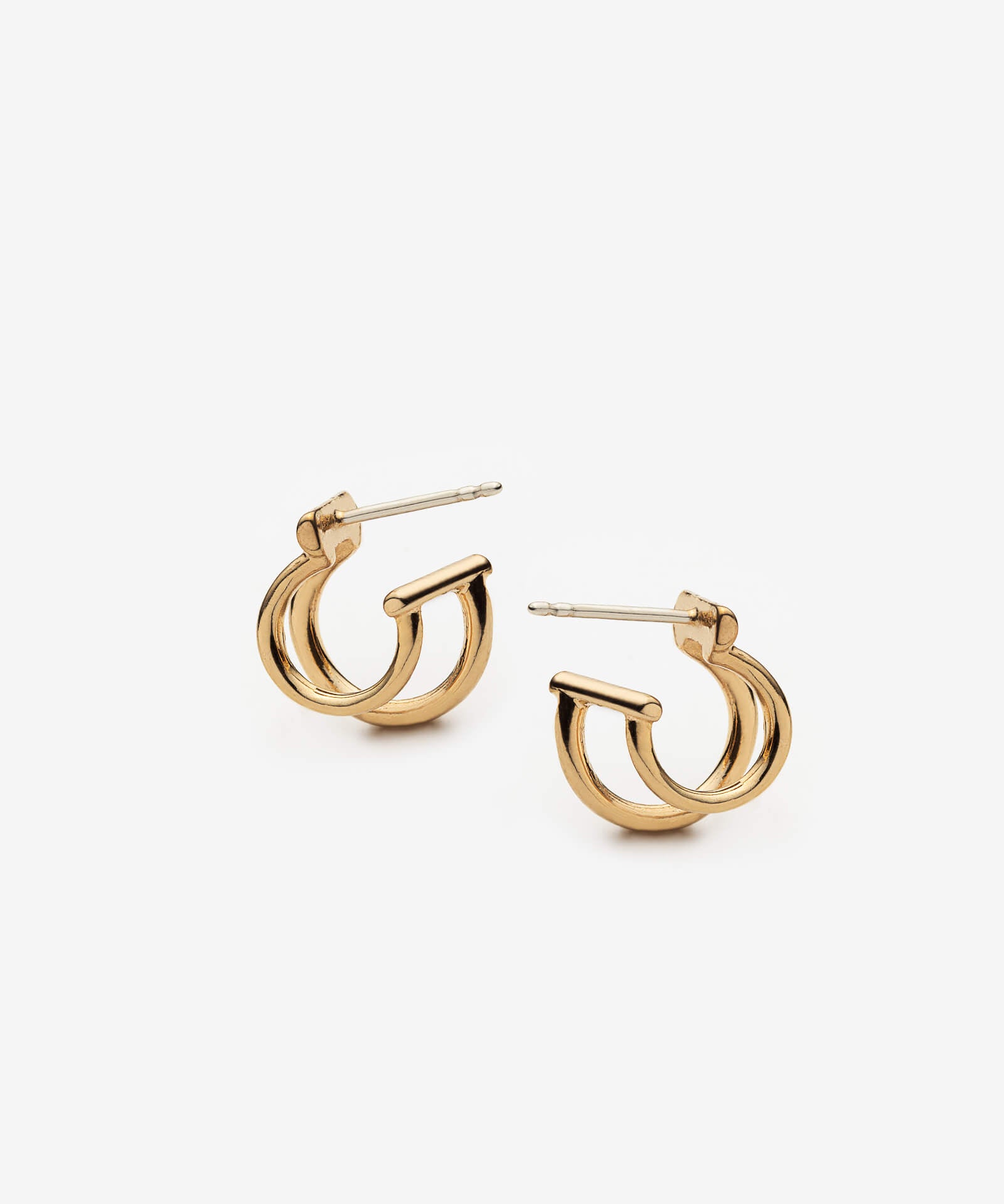 boucles d’oreilles doubles en argent sterling plaqué or