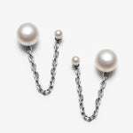 boucles d'oreilles pour double piercing en argent avec perles