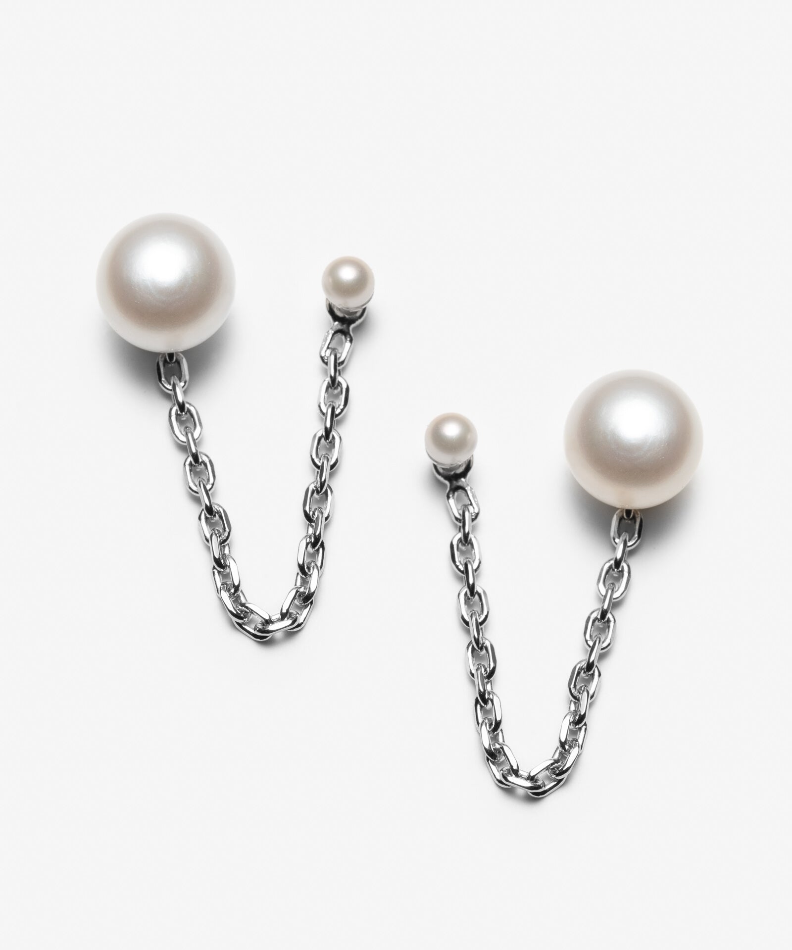 boucles d'oreilles pour double piercing en argent avec perles