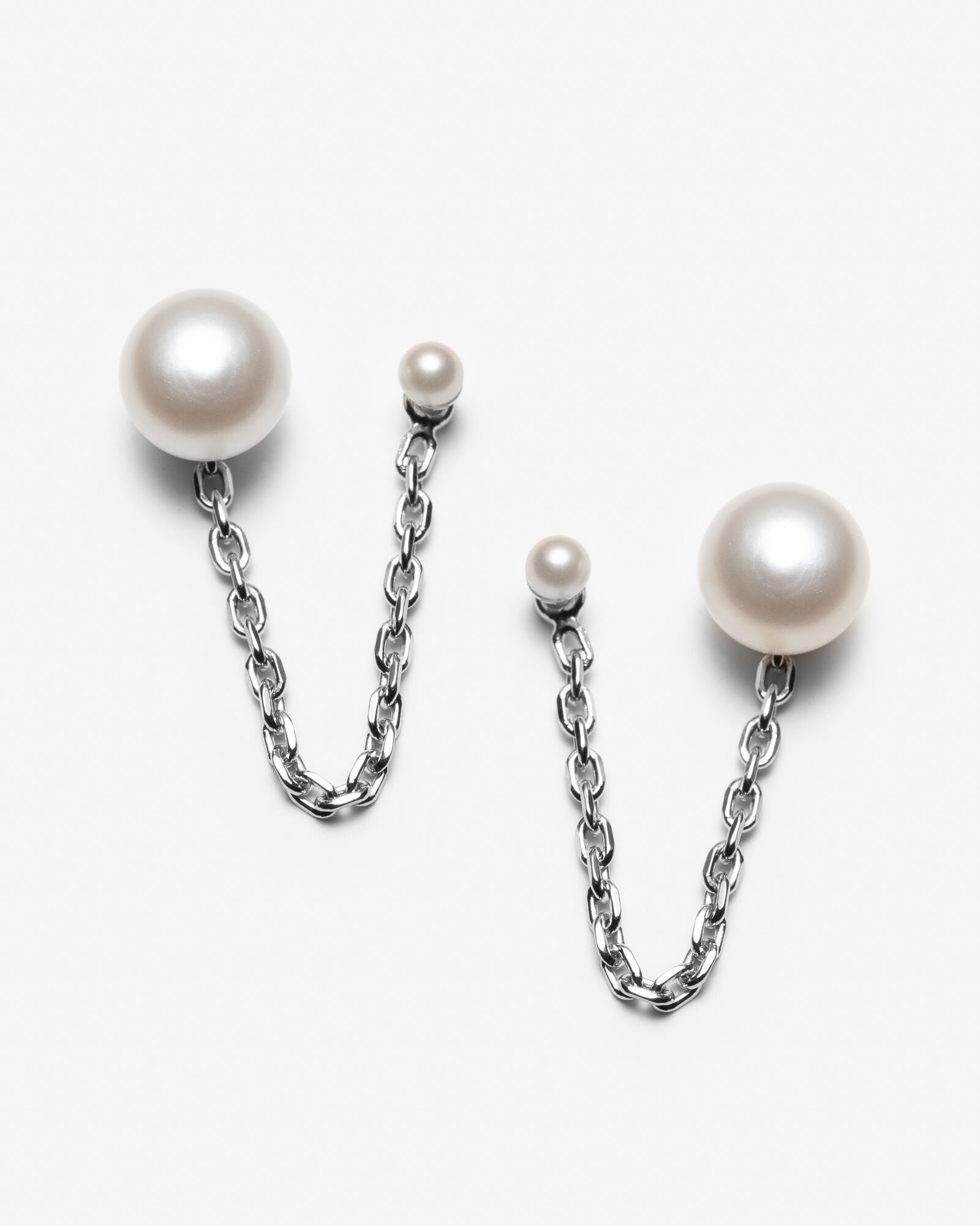 boucles d'oreilles pour double piercing en argent avec perles