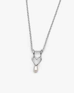 Dainty Pearl Heart Necklace - Gold Pearl Pendant
