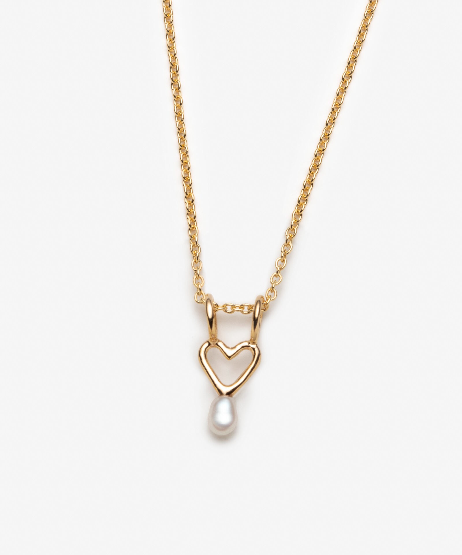 Dainty Pearl Heart Necklace - Gold Pearl Pendant