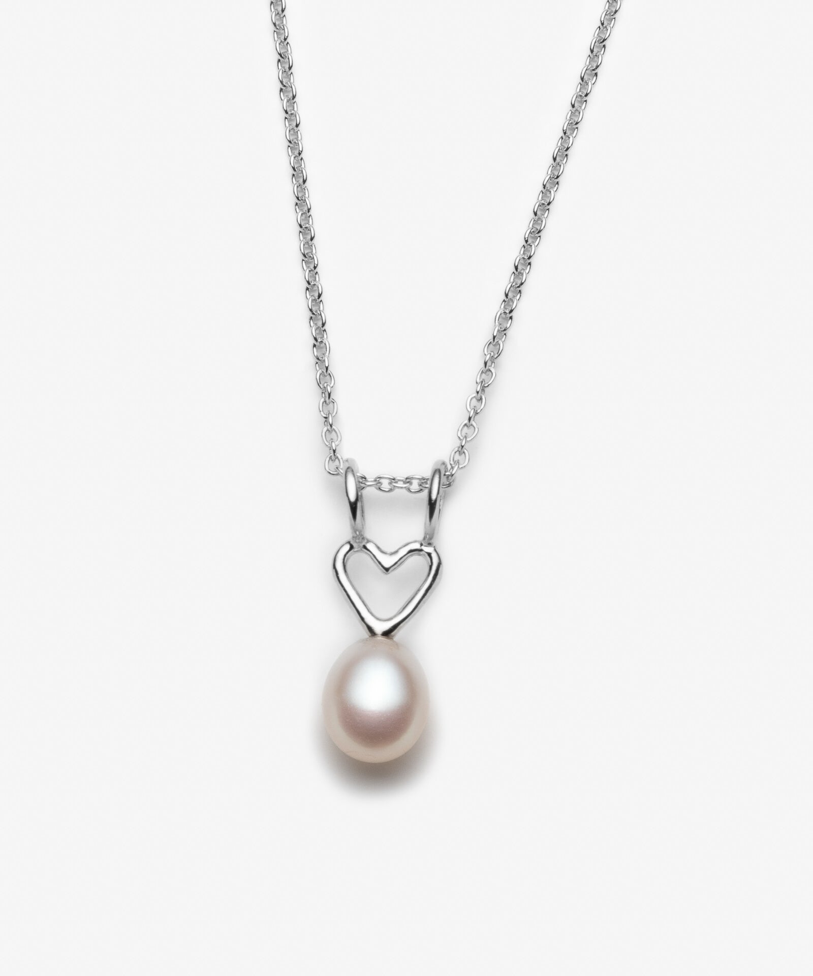 Collier avec breloque coeur et grosse perle blanche