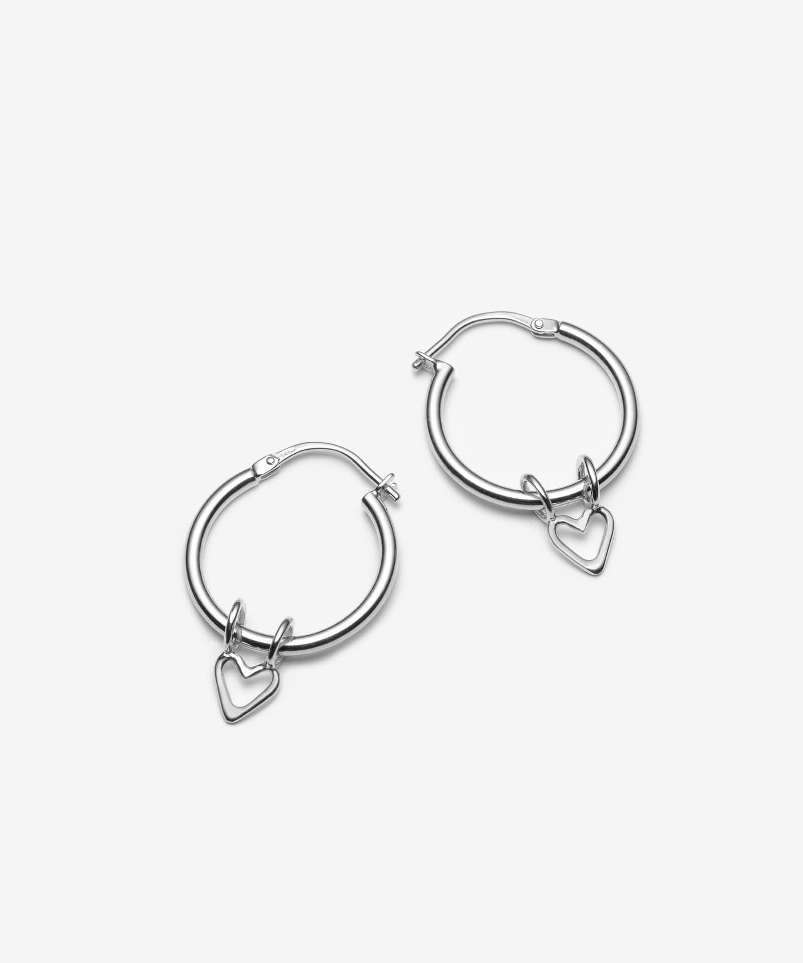 Hoop Earrings with Dainty Removable Heart Charms