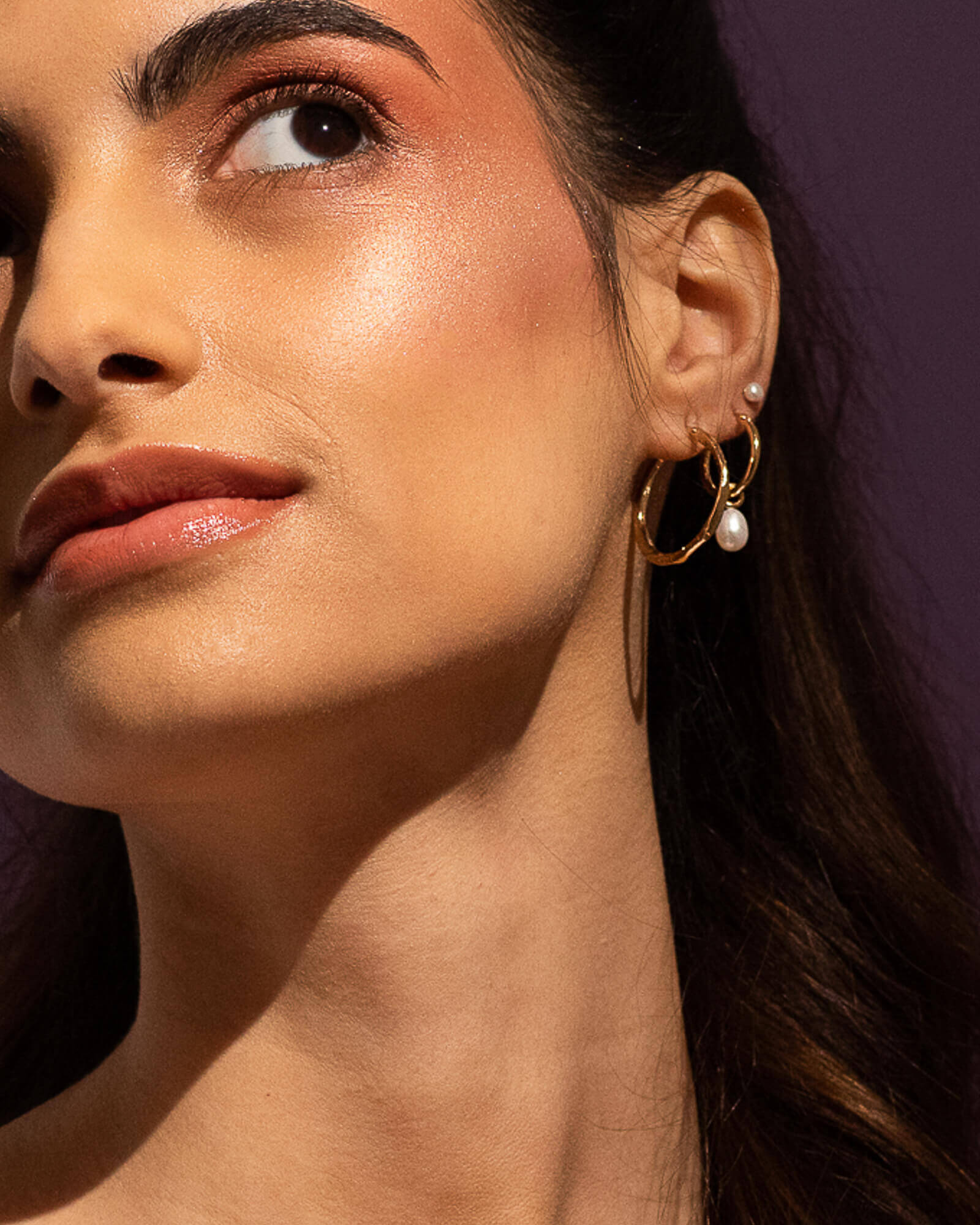 Mini boucles d’oreilles avec perles - Idéales pour deuxième trou d'oreilles - 3 mm - Lidia