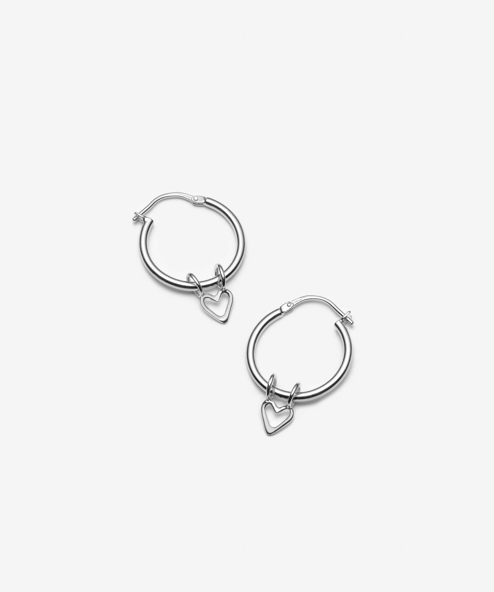 Hoop Earrings with Dainty Removable Heart Charms