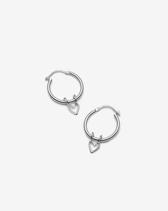 Hoop Earrings with Dainty Removable Heart Charms