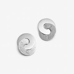 Fonceuse - Textured Silver Interlacing Circles Earrings