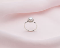 solitaire avec perle blanche - Lidia