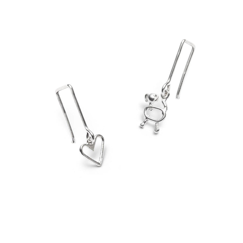 boucles d'oreilles avec petit coeur et chien - Lidia