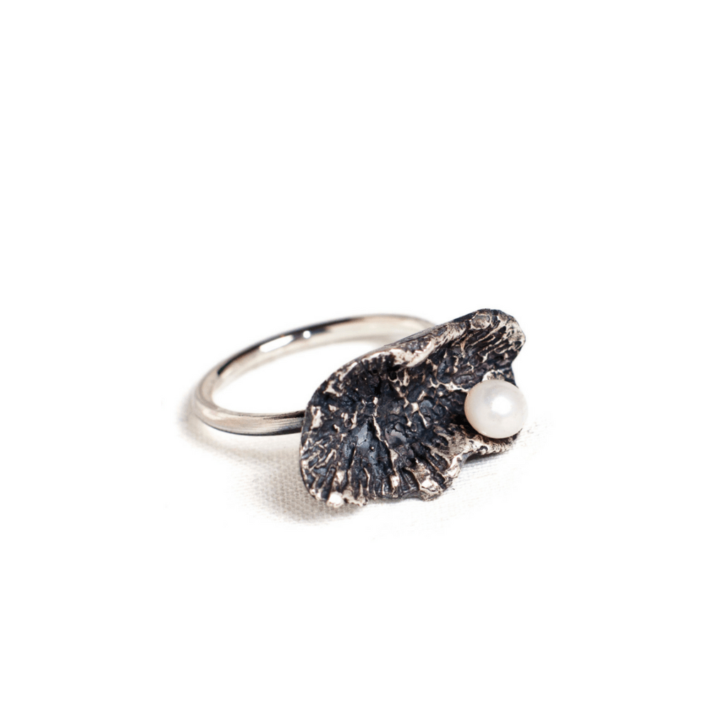 bague coquillage avec perle - Lidia