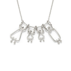 collier maman, 2 filles et papa - Lidia