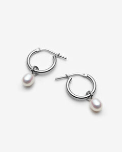 petits hoops avec perles fabriqués au Quebec en argent 925